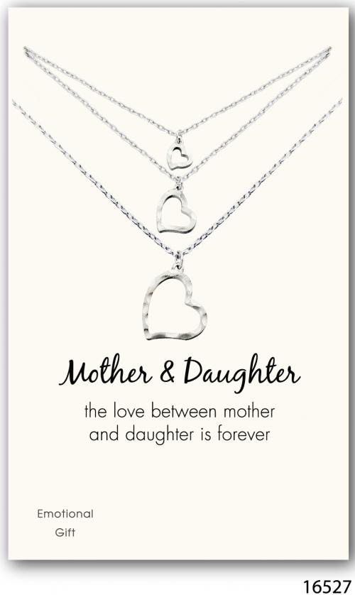 The mother daughter hearts silver pendant